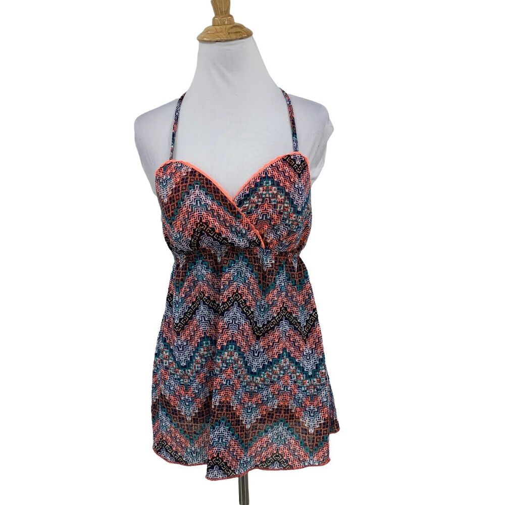 Self Esteem Chevron Knit Halter Top Womens L Large Empire Waist Surplice Flowy